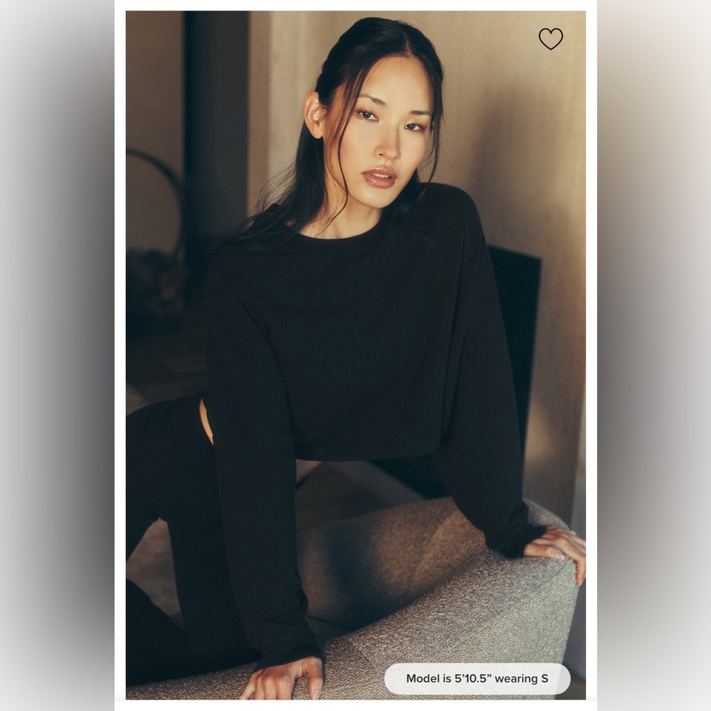 Alo Cropped Sway Crewneck Pullover Black New With Tags